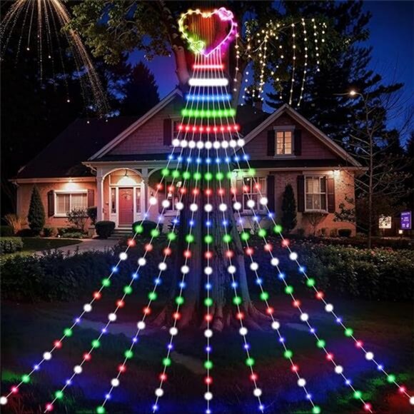 Outdoor Valentines Day Decoration Lights, 11Ft 310 LED Waterfall Lights - Picture 8 of 8